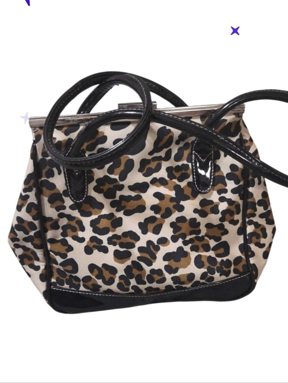 New Vtg Leopard Print Satchel Handbag in Brown and Black